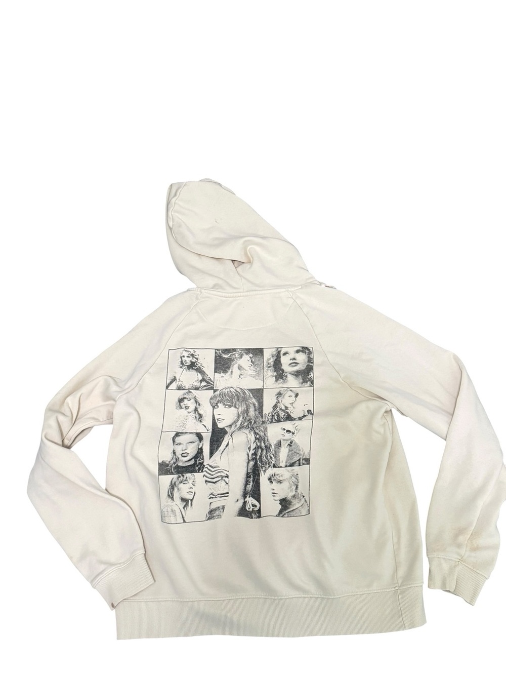 Taylor Swift The Eras Tour Hoodie Beige Cream Graphic Pullover Sweatshirt Medium